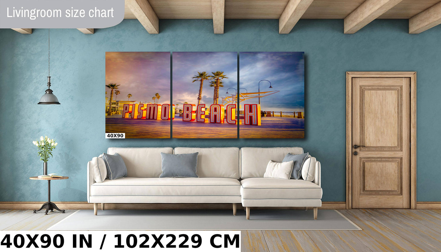 California's Iconic Pismo Beach Sign | California Beach Photography Wall Art Print/Canvas/Acrylic/Metal Home, Office Fine Art Palm Trees