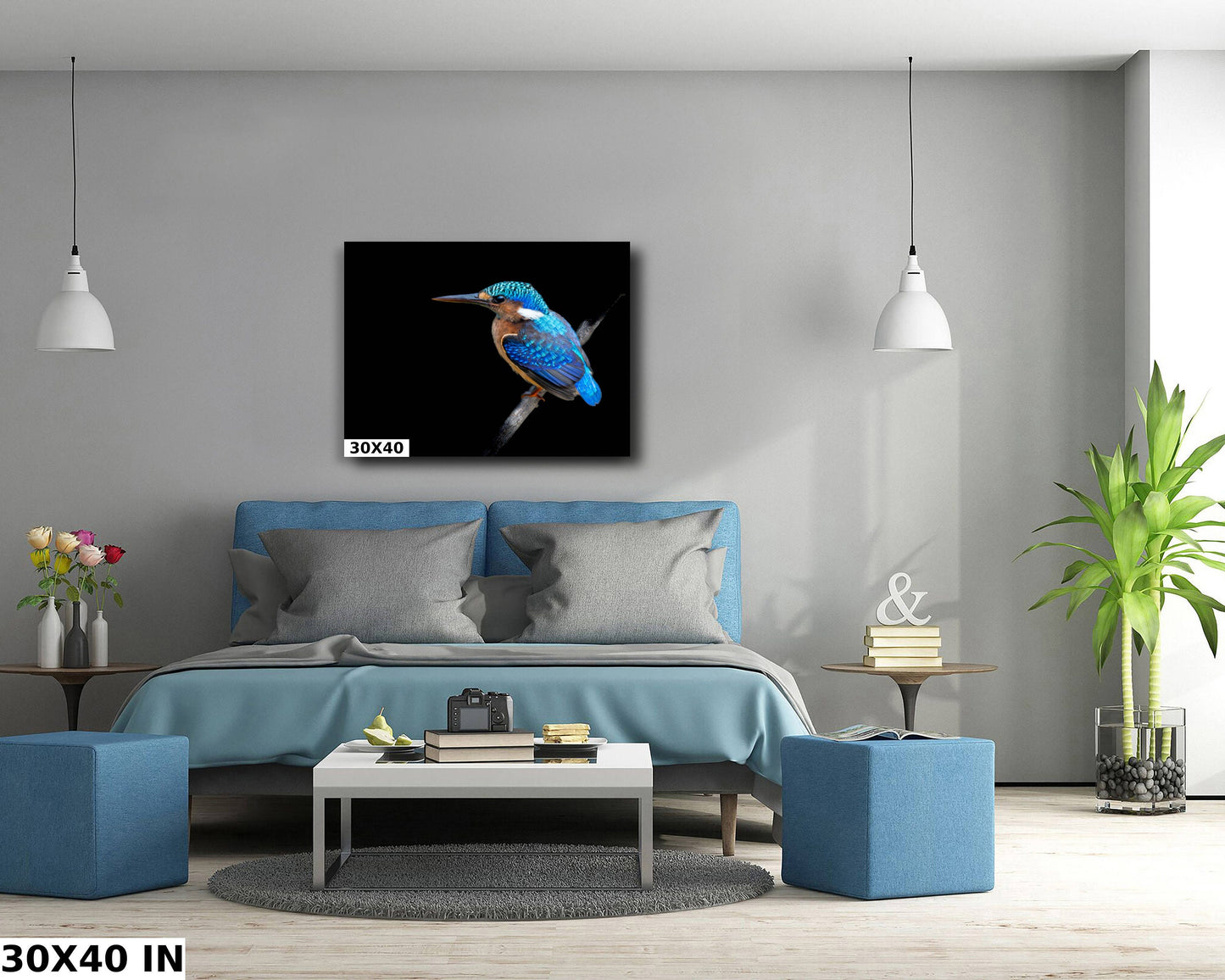 African Birds Poster | Malagasy Kingfisher Nature Print, Canvas Wildlife Wall Art | Fine Art Photography | home, office decor