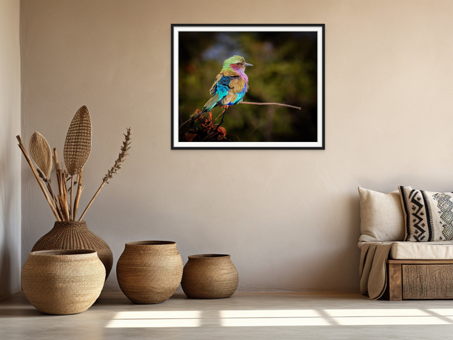 African Birds Poster | Lilac Breasted Roller Nature Print, Canvas Wildlife Wall Art Photo | Fine Art Photography | home, office decor