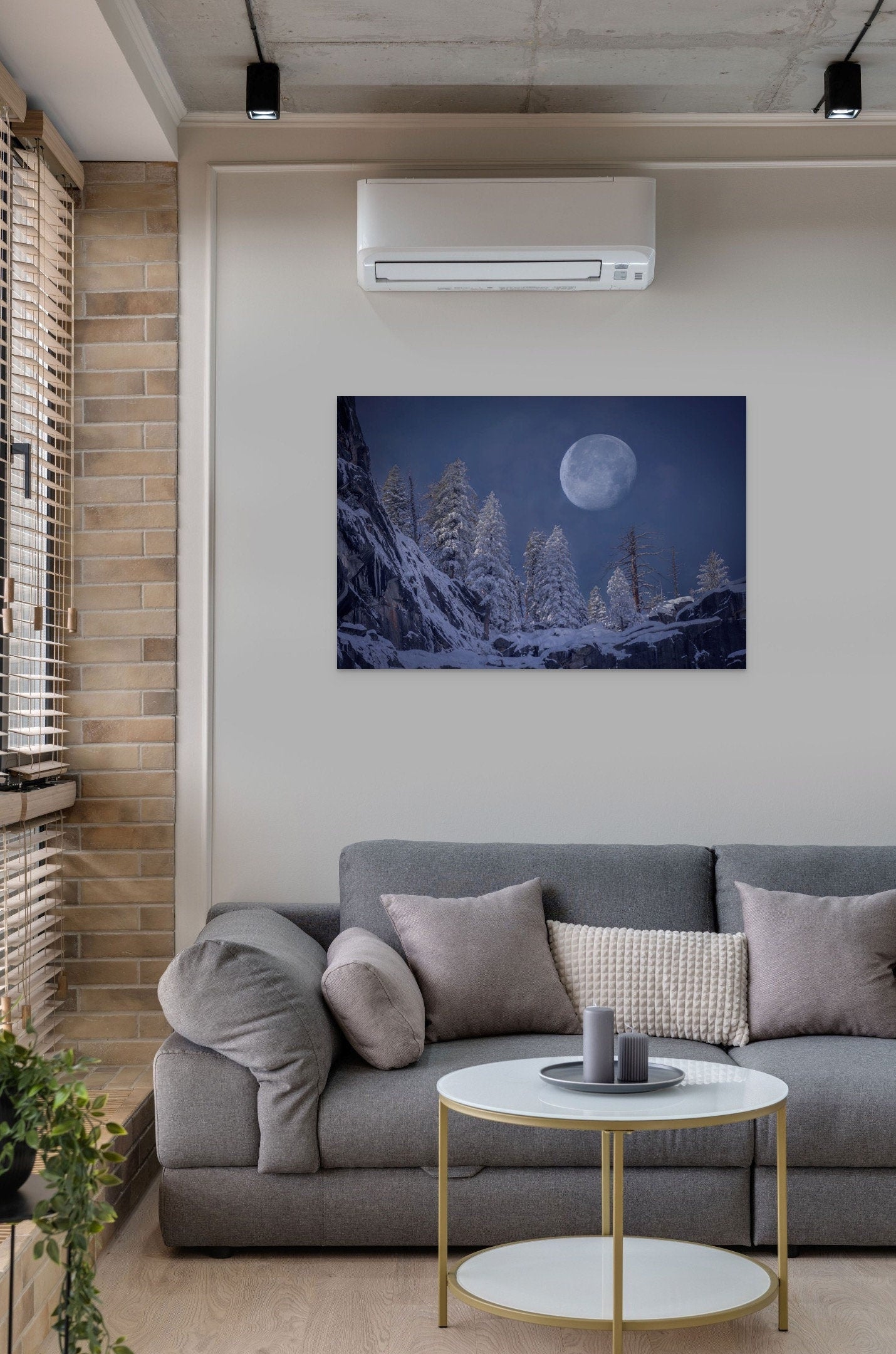 Yosemite Snowy Moon Fine Art Photography, Mountain Print Wall Art, California Moonrise, National Park Poster, Travel Photo, Nature Photo