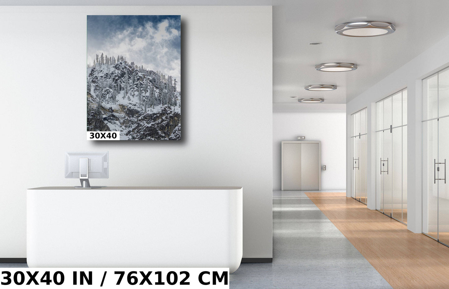 Yosemite Snowy Mountaintop Photo, Mountain Trees & Sky Canvas Wall Art, California Photo Print, National Park Poster | Home, Office Decor