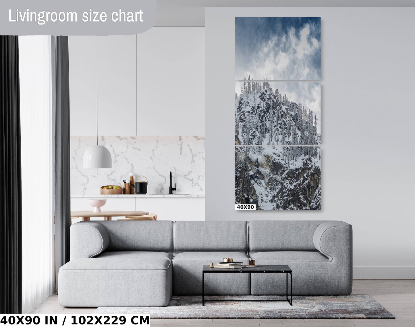 Yosemite Snowy Mountaintop Photo, Mountain Trees & Sky Canvas Wall Art, California Photo Print, National Park Poster | Home, Office Decor