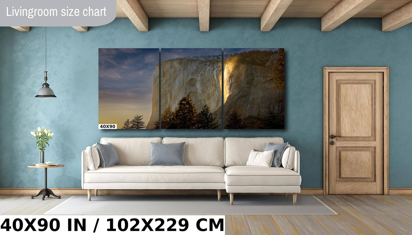 Yosemite Firefall Photo, Waterfall Print Wall Art, Horsetail Falls Glowing California Sunset Photo Print, El Capitan, National Park Print