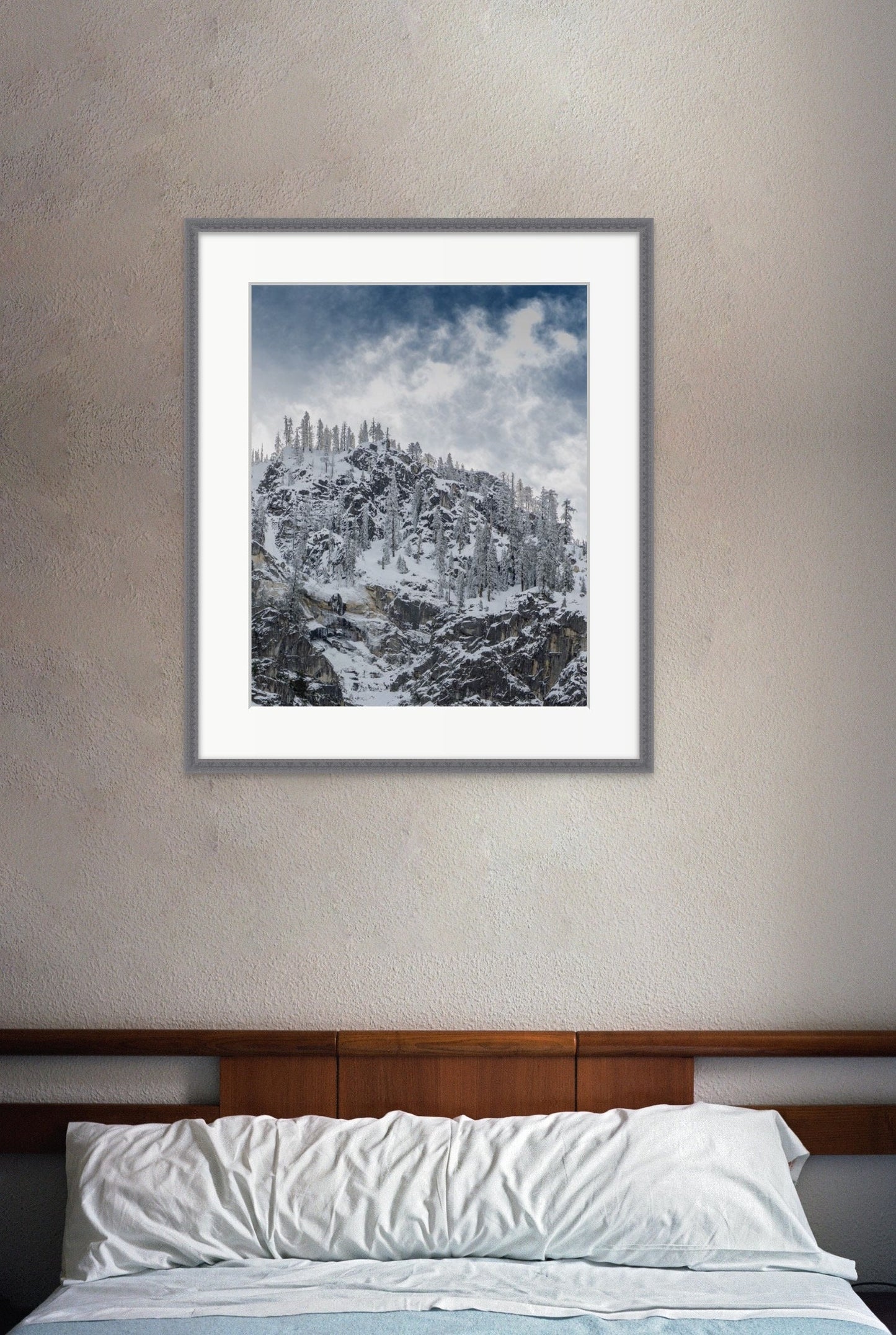 Yosemite Snowy Mountaintop Photo, Mountain Trees & Sky Canvas Wall Art, California Photo Print, National Park Poster | Home, Office Decor