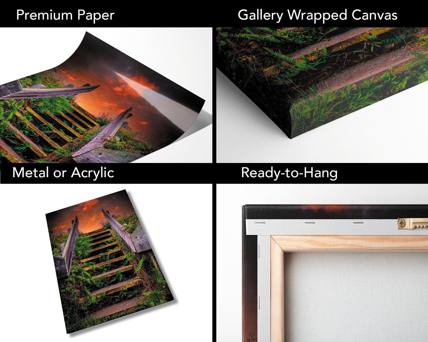 Sonoma Coast Sunrise Stairs | Canvas Wall Art | California Scenic Landscape | home, wall decor | paper, canvas, acrylic