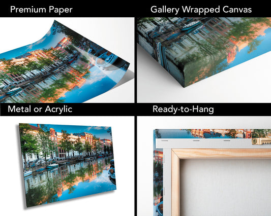 Amsterdam Fine Art Landscape Photography | Herengracht Canal Morning Canvas Wall Art | Holland Poster | Amsterdam Canal home, office decor
