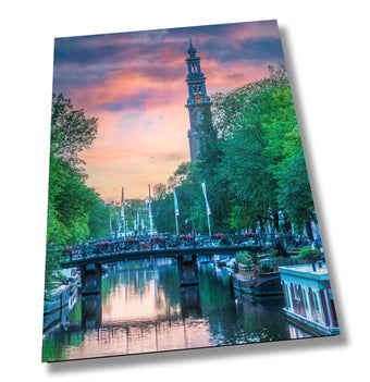 compare product Amsterdam Landscape Fine Art Photography | Iconic Westerkerk Clock Tower Picture | Holland Poster | Canvas Wall Art | Amsterdam Canal Photo