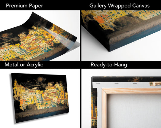 Italy's Amalfi Coast: Positano Sunset Landscape Fine Art Photograph | Italy Poster / Seascape Print/Canvas/Acrylic/Metal/Paper