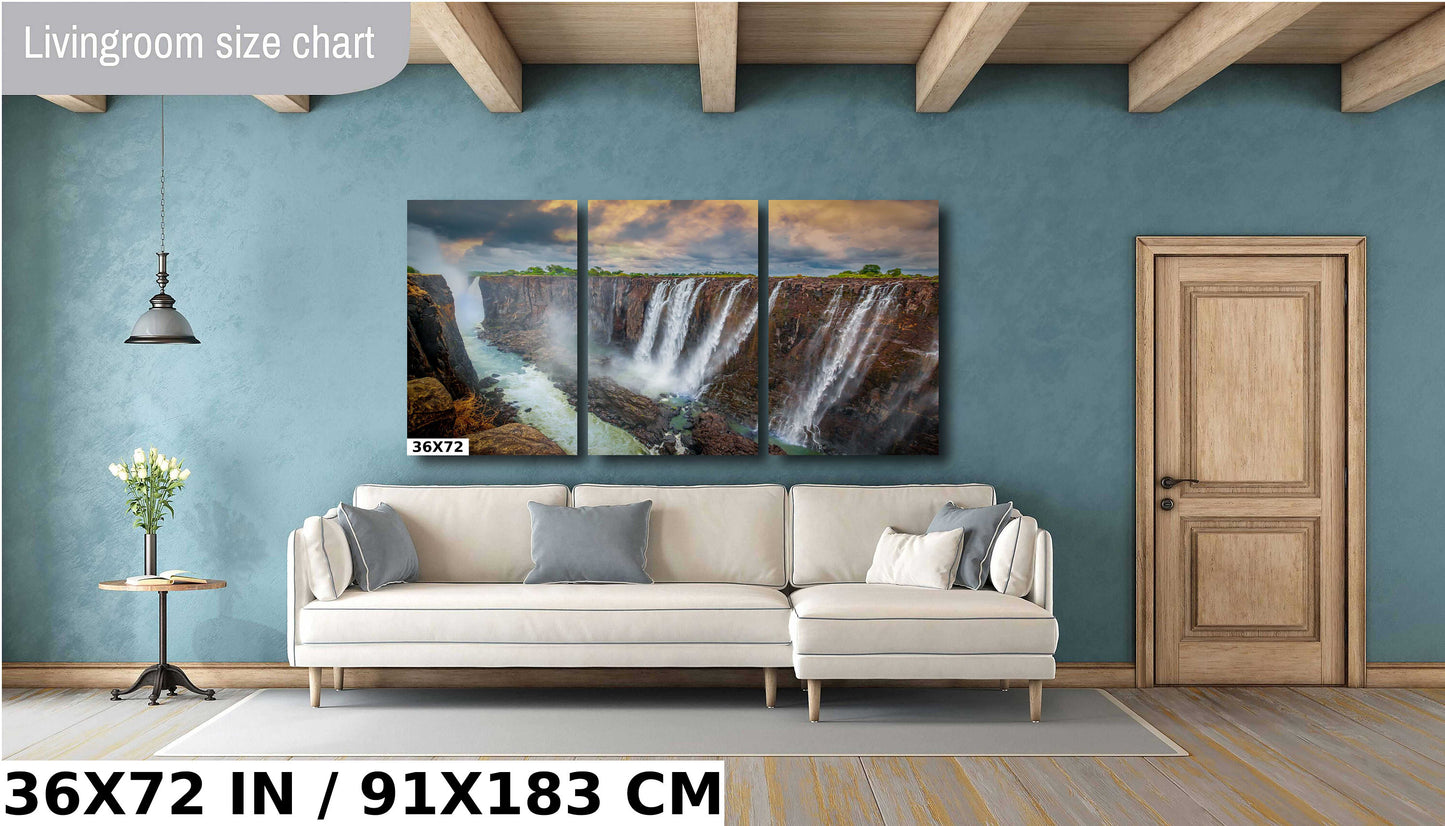 Victoria Falls Fine Art Photograph | Raging Waterfall Canvas Wall Art | Scenic African Landscape Poster | home, office, interior design