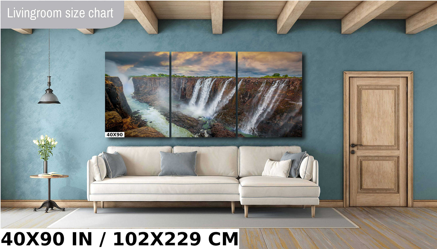 Victoria Falls Fine Art Photograph | Raging Waterfall Canvas Wall Art | Scenic African Landscape Poster | home, office, interior design