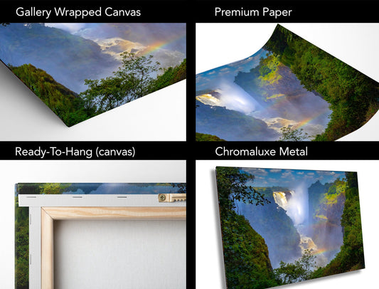 Victoria Falls Misty Rainbows | Canvas Wall Art | African Landscape - home art decor, interior design | glossy paper, canvas, acrylic prints