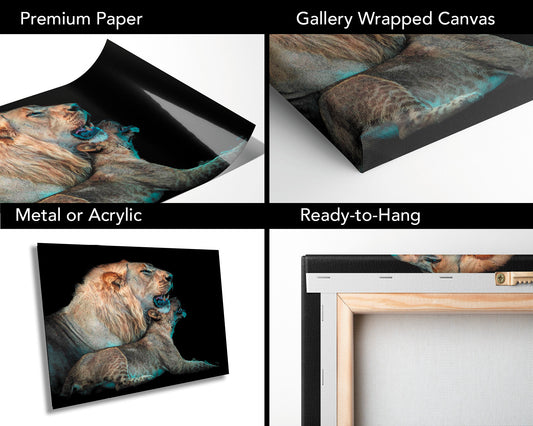African Lion Wildlife Photography, Nature Canvas Wall Art, Grandfather and grandson lion pair, Fine Art photography, Botswana Travel Poster