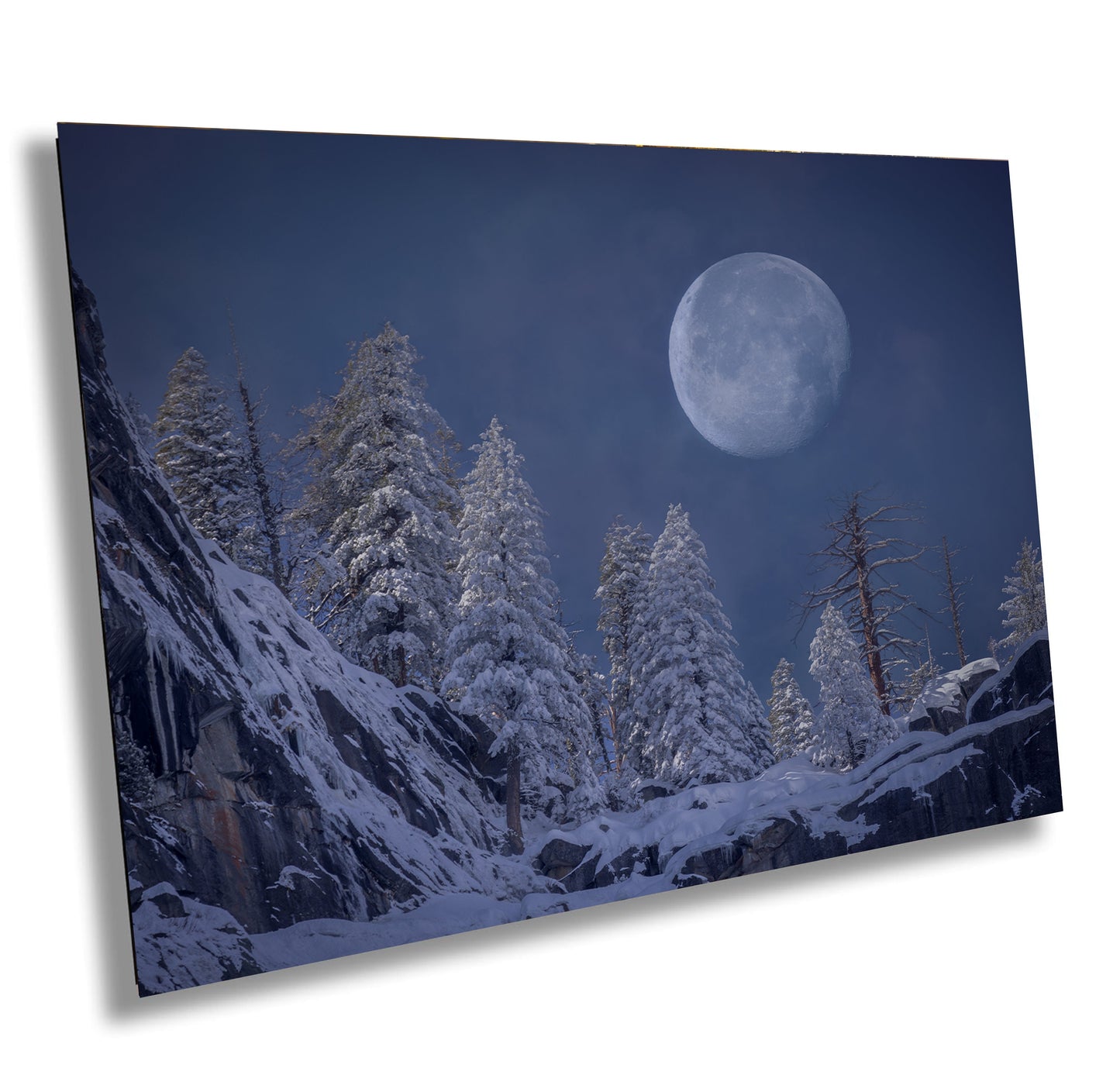 Yosemite Snowy Moon Fine Art Photography, Mountain Print Wall Art, California Moonrise, National Park Poster, Travel Photo, Nature Photo