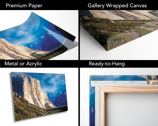 Colorful mountain art Yosemite Valley wall art Travel prints Nature photography El Capitan wall art National park print Mountain wall art