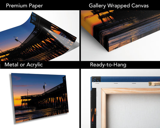 California's Iconic Pismo Beach Pier at Sunset | Beach Photography Wall Art Print/Canvas/Acrylic/Metal Home, Office Fine Art