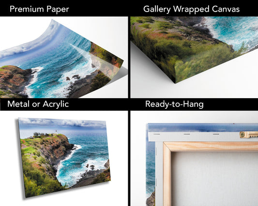 Hawaii Fine Art Photography, Kilauea Lighthouse, Kauai Poster, Canvas Wall Art, Nature Photograph, Seascape paper/canvas/acrylic/metal