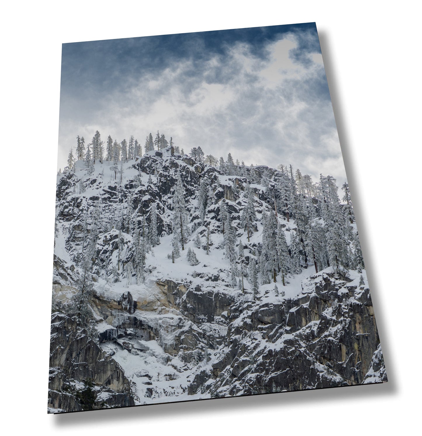 Yosemite Snowy Mountaintop Photo, Mountain Trees & Sky Canvas Wall Art, California Photo Print, National Park Poster | Home, Office Decor