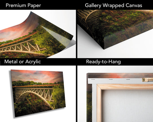 Victoria Falls Bridge Fine Art Photo | Canvas Wall Art | Scenic African Landscape Poster - Zimbabwe, Zambia | paper, acrylic, metal