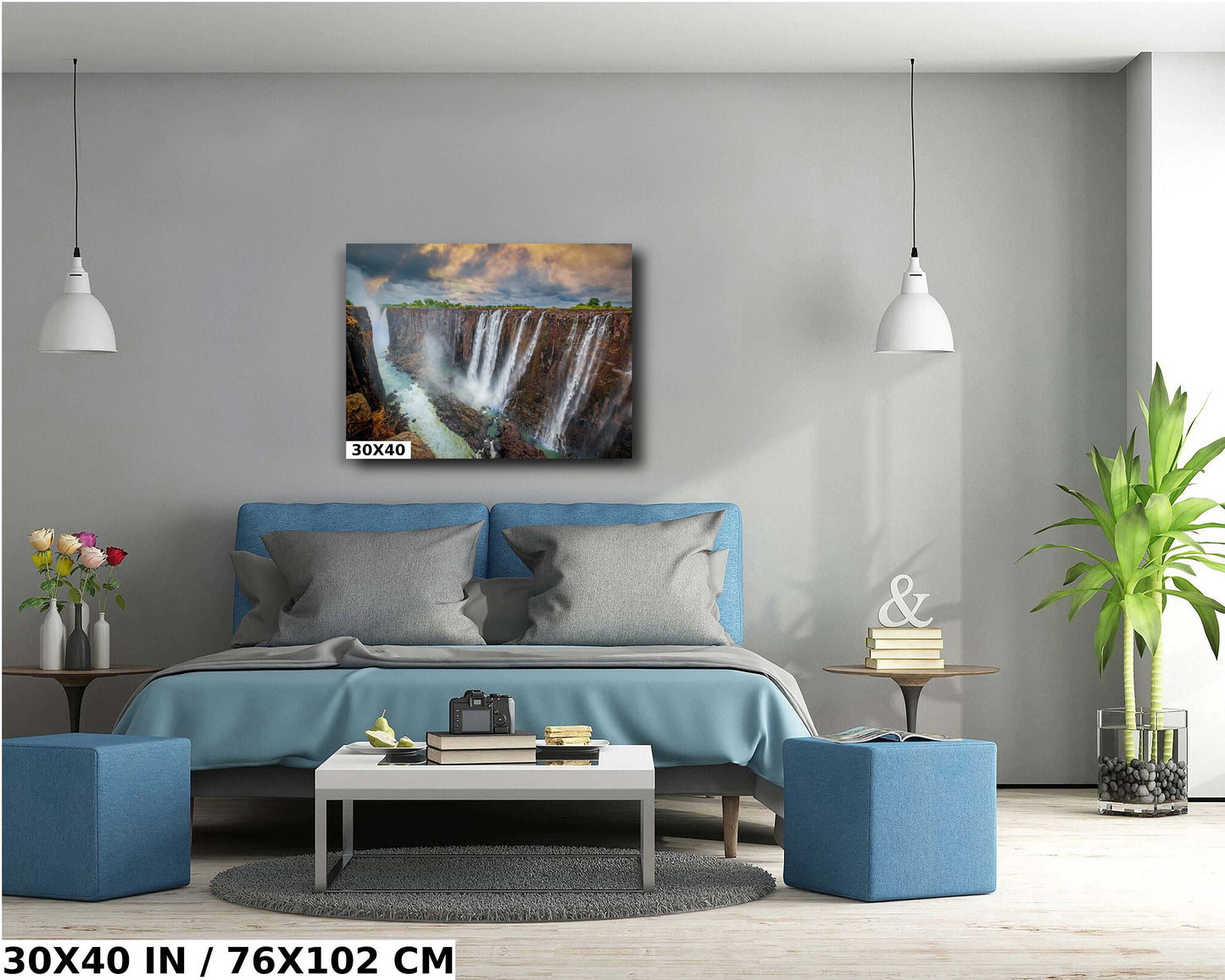 Victoria Falls Fine Art Photograph | Raging Waterfall Canvas Wall Art | Scenic African Landscape Poster | home, office, interior design