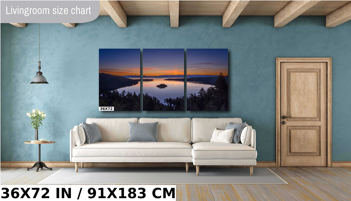 Emerald Bay Lake Tahoe California Glassy Sunrise Fine Art Photography | Canvas Wall Art | Scenic Landscape Poster | home, office wall decor