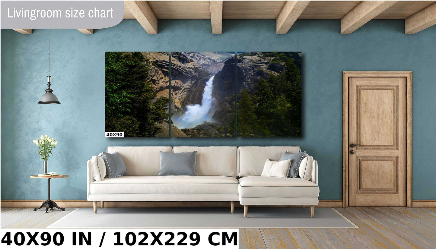 Yosemite Rushing Waterfall Fine Art Photo | California Waterfall Print | Canvas Wall art | Travel Poster | paper, metal, acrylic decor