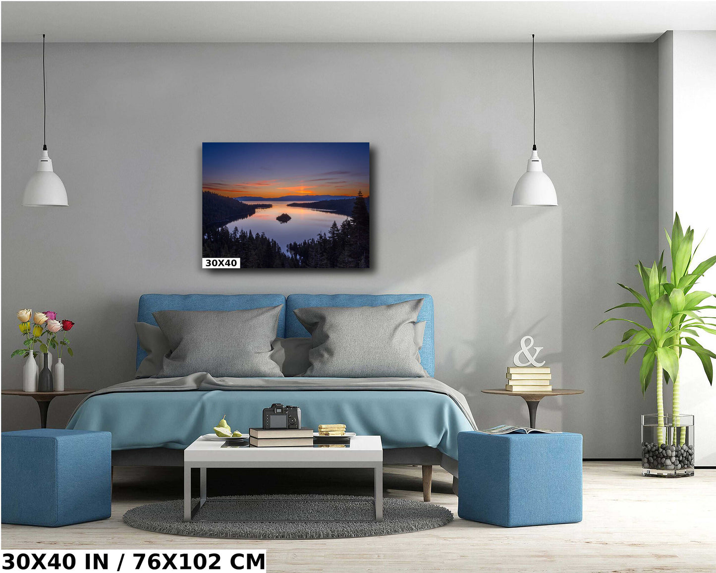 Emerald Bay Lake Tahoe California Glassy Sunrise Fine Art Photography | Canvas Wall Art | Scenic Landscape Poster | home, office wall decor