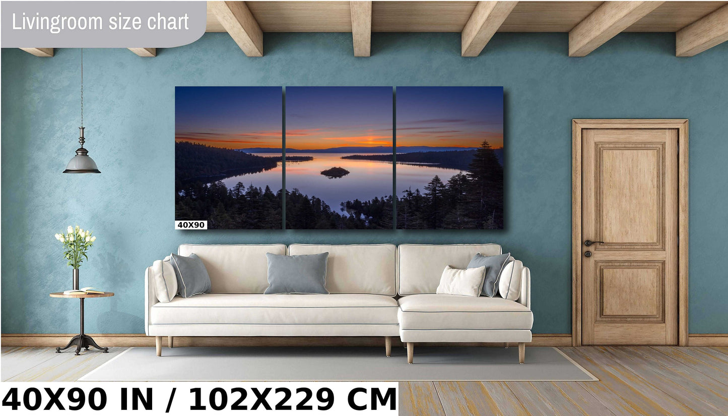 Emerald Bay Lake Tahoe California Glassy Sunrise Fine Art Photography | Canvas Wall Art | Scenic Landscape Poster | home, office wall decor