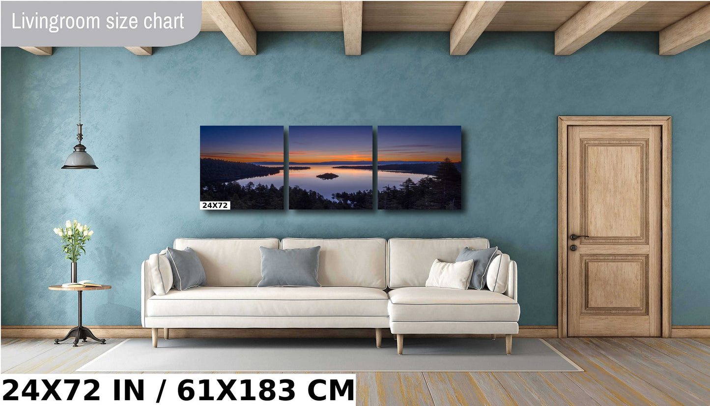 Emerald Bay Lake Tahoe California Glassy Sunrise Fine Art Photography | Canvas Wall Art | Scenic Landscape Poster | home, office wall decor