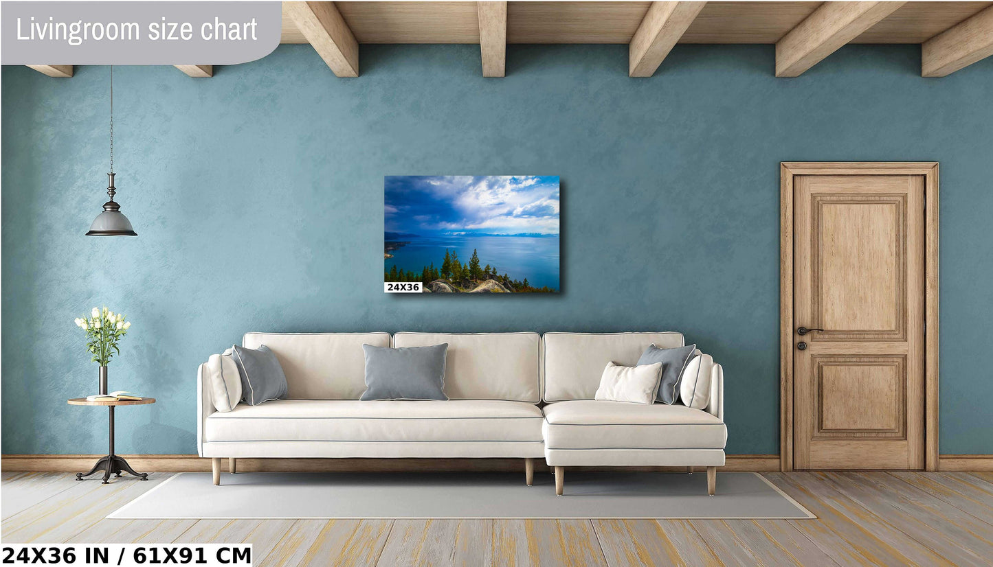 Lake Tahoe Snowy Nevada View | California Fine Art Photography | Canvas Wall Art | Scenic Landscape Poster | home, office decor