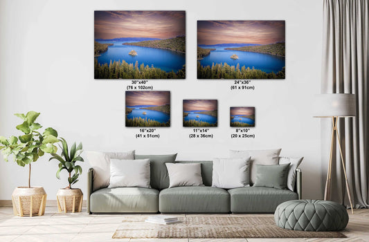 Lake Tahoe Emerald Bay Sunset | California Fine Art Photography | Canvas Wall Art | Scenic Landscape Poster | home, office decor