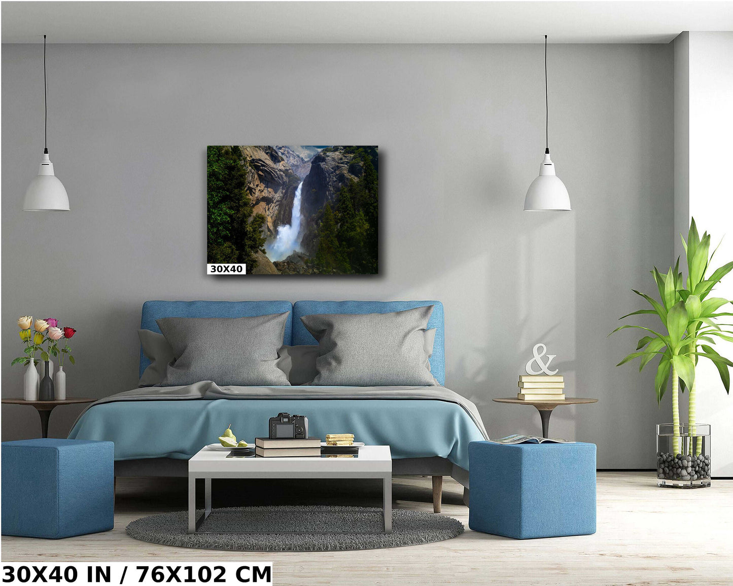 Yosemite Rushing Waterfall Fine Art Photo | California Waterfall Print | Canvas Wall art | Travel Poster | paper, metal, acrylic decor