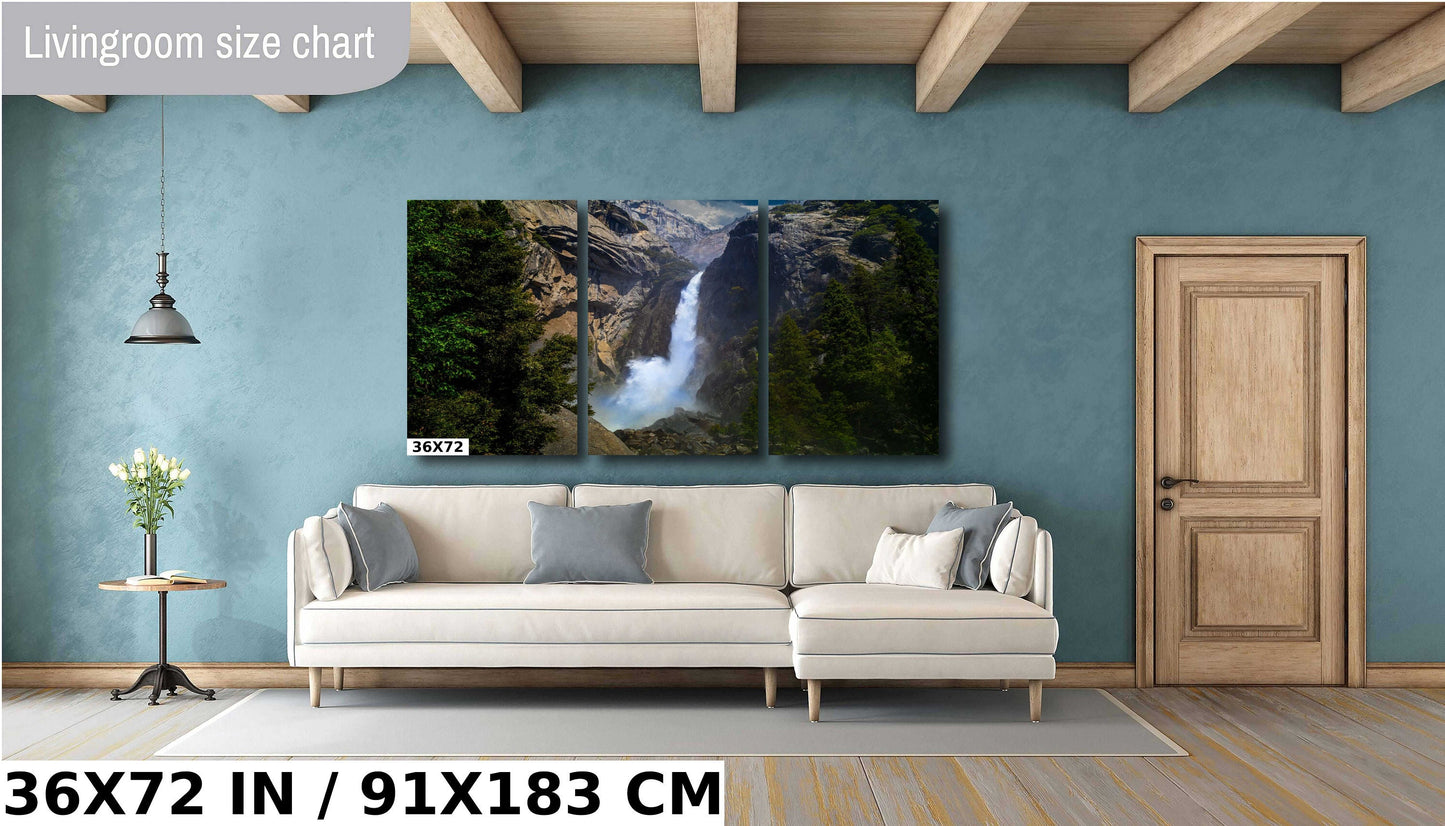 Yosemite Rushing Waterfall Fine Art Photo | California Waterfall Print | Canvas Wall art | Travel Poster | paper, metal, acrylic decor