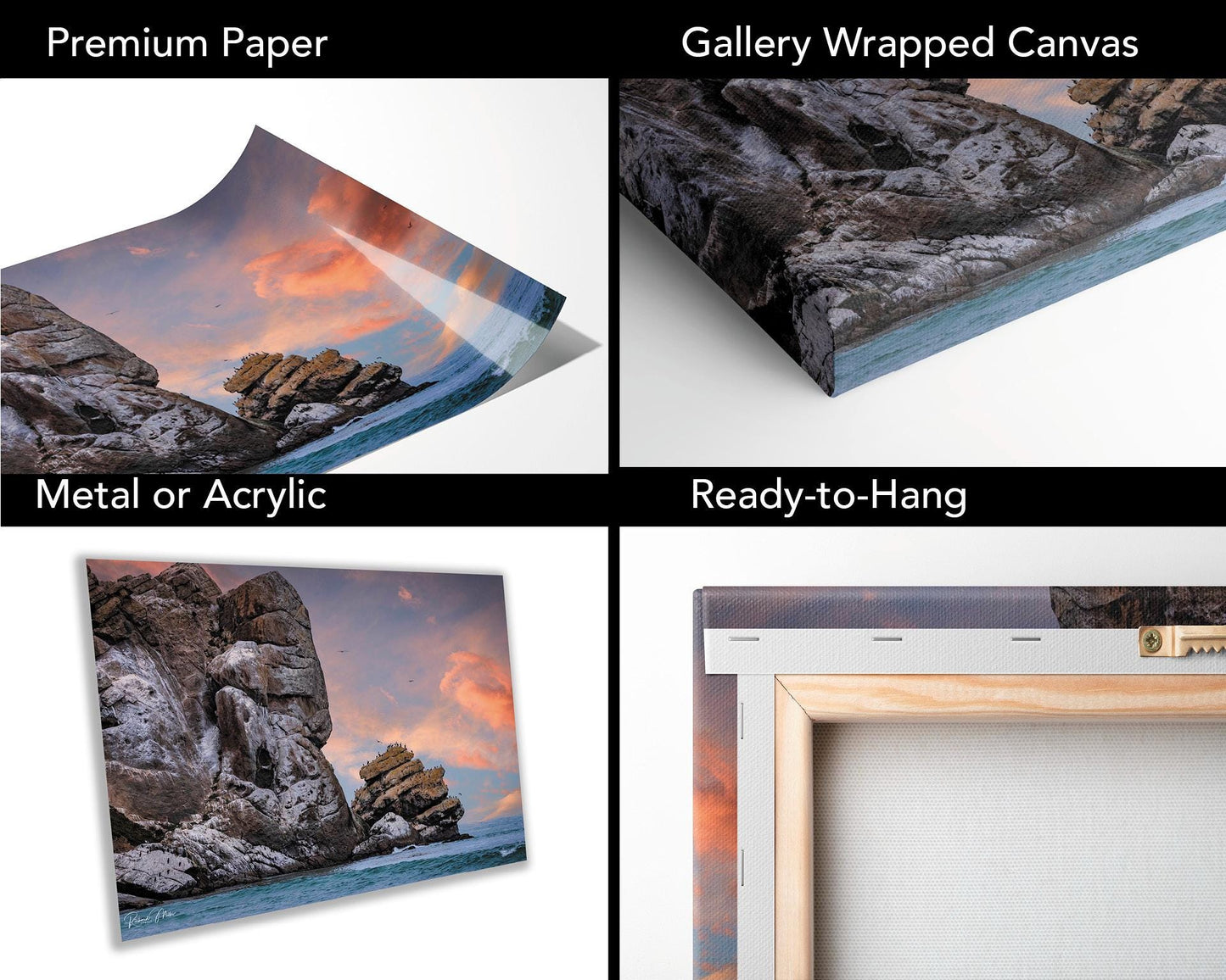 Morro Rock Wall Art | California Coastal Canvas Wall Art | Pacific Ocean Scenic Landscape | home art, wall decor | paper, acrylic, metal
