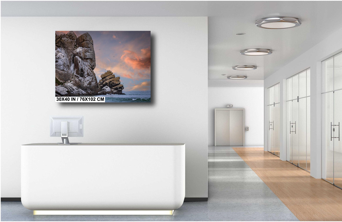 Morro Rock Wall Art | California Coastal Canvas Wall Art | Pacific Ocean Scenic Landscape | home art, wall decor | paper, acrylic, metal