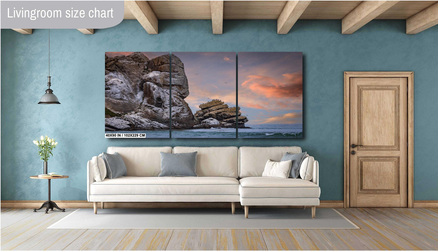 Morro Rock Wall Art | California Coastal Canvas Wall Art | Pacific Ocean Scenic Landscape | home art, wall decor | paper, acrylic, metal