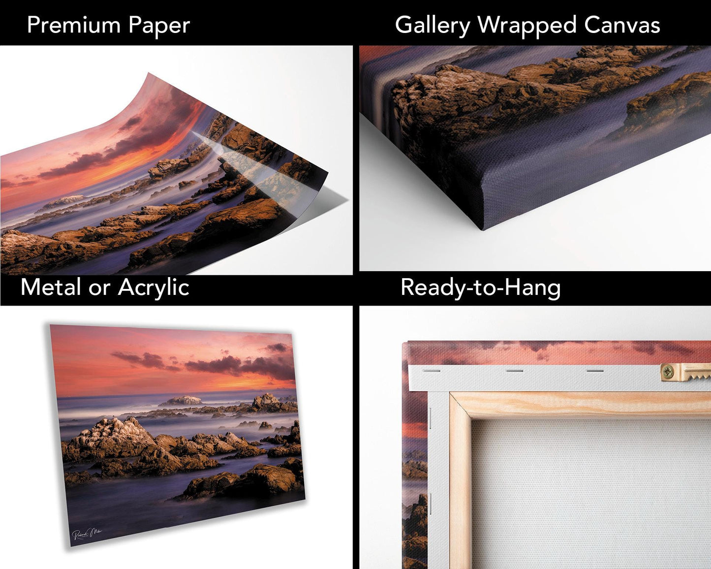 Tidepools Sunset Fine Art Photography | California Coast Poster | Pacific Grove Ocean Scenic Landscape | canvas, paper, acrylic, metal