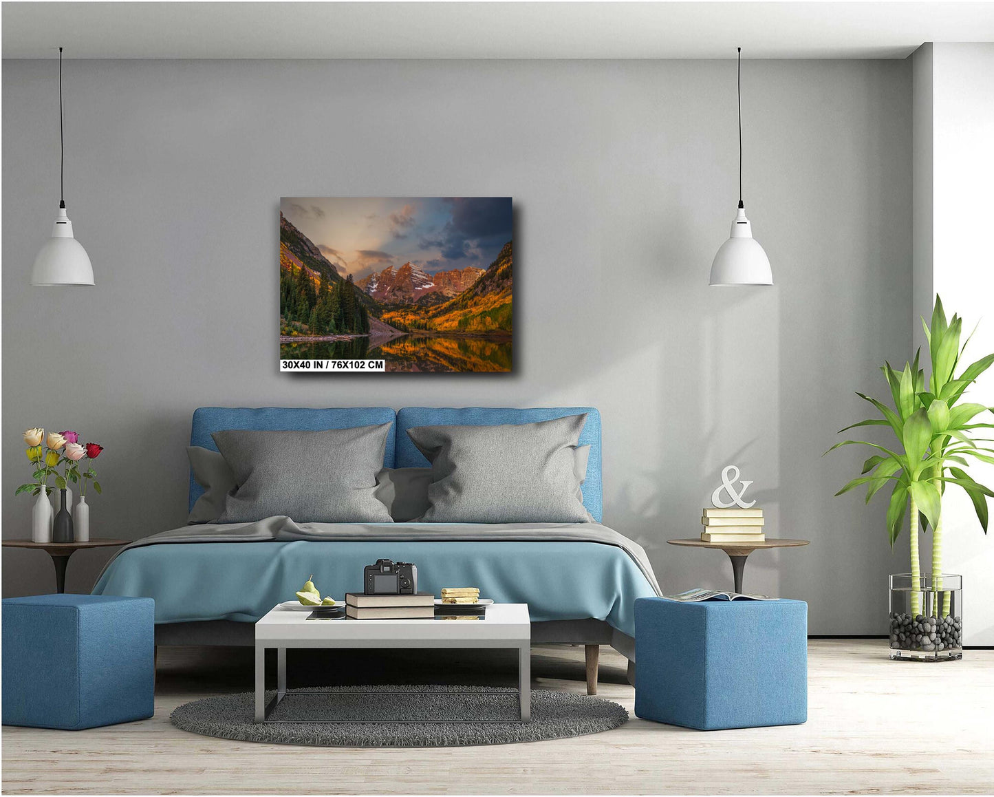 Colorado's Iconic Maroon Bells Fine Art Photo | Rocky Mountain Sunrise Fall Colors | Canvas Wall Art | Travel Picture paper, acrylic, metal