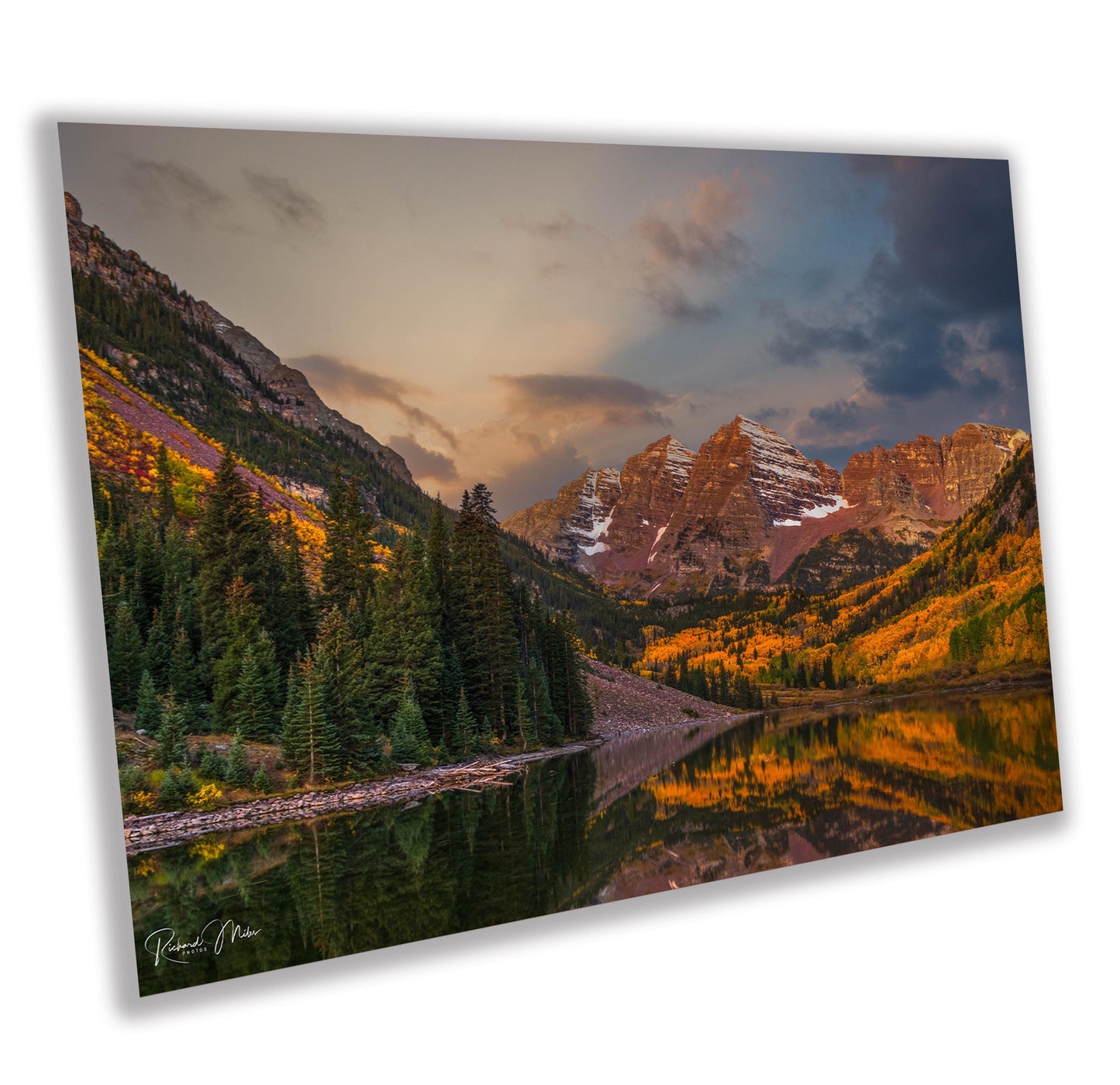 Colorado's Iconic Maroon Bells Fine Art Photo | Rocky Mountain Sunrise Fall Colors | Canvas Wall Art | Travel Picture paper, acrylic, metal