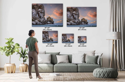 Morro Rock Wall Art | California Coastal Canvas Wall Art | Pacific Ocean Scenic Landscape | home art, wall decor | paper, acrylic, metal