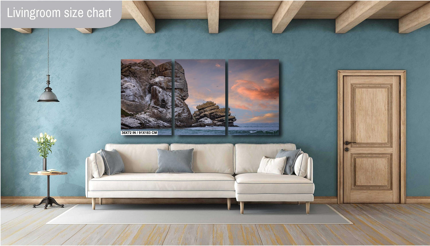 Morro Rock Wall Art | California Coastal Canvas Wall Art | Pacific Ocean Scenic Landscape | home art, wall decor | paper, acrylic, metal