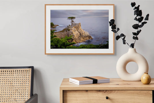 California's Iconic Lone Cypress Fine Art Photograph | Carmel by the Sea Canvas Wall Art, Pebble Beach Coastal Seascape Sunset poster