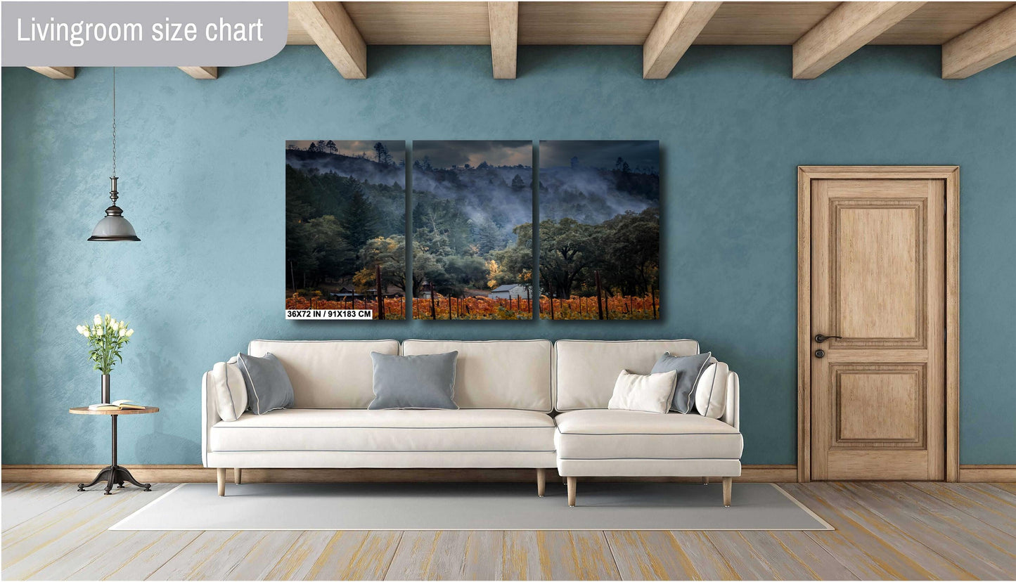 Winery Print, California Napa Valley Misty Vineyard Photo | Canvas Wall Art, Fine Art Photography | home decor, office decor