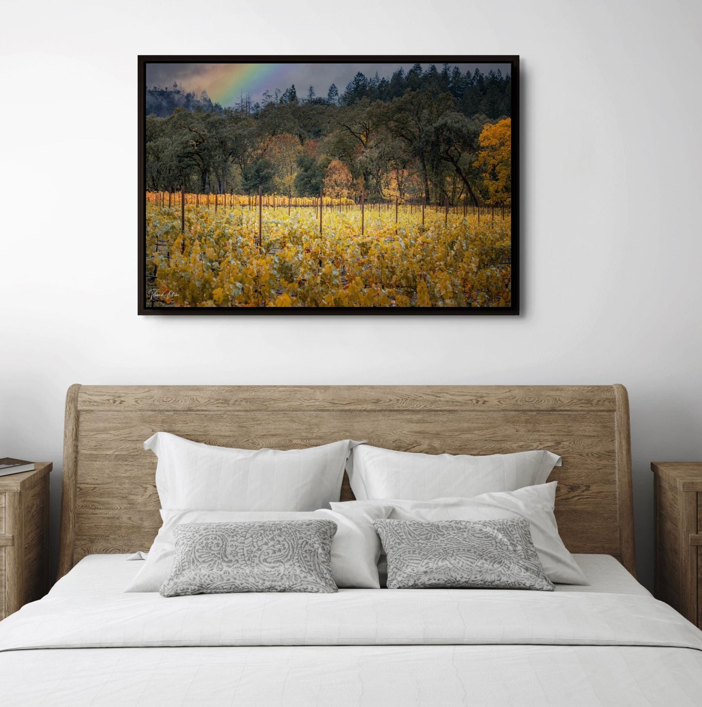 Winery Print, California Napa Valley Vineyard with Rainbow| Canvas Wall Art, Fine Art Photography | home office bar restaurant