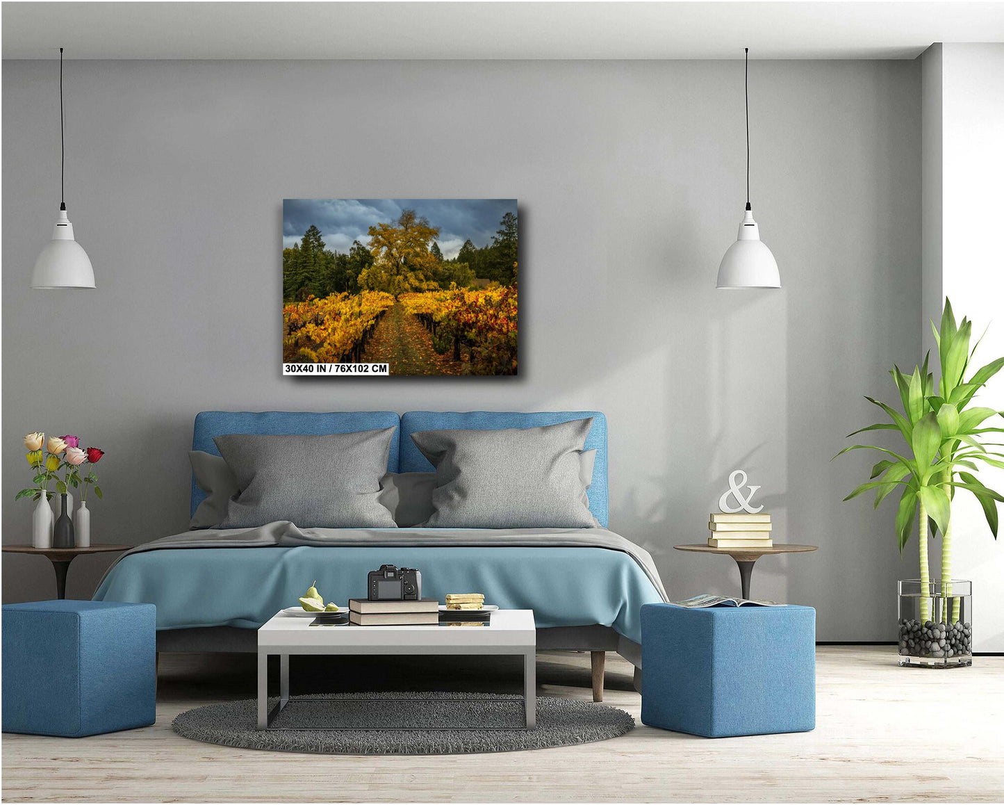 Winery Print, California Napa Valley Vineyard Autumn Canvas Wall Art, Fine Art Photography | home office bar restaurant