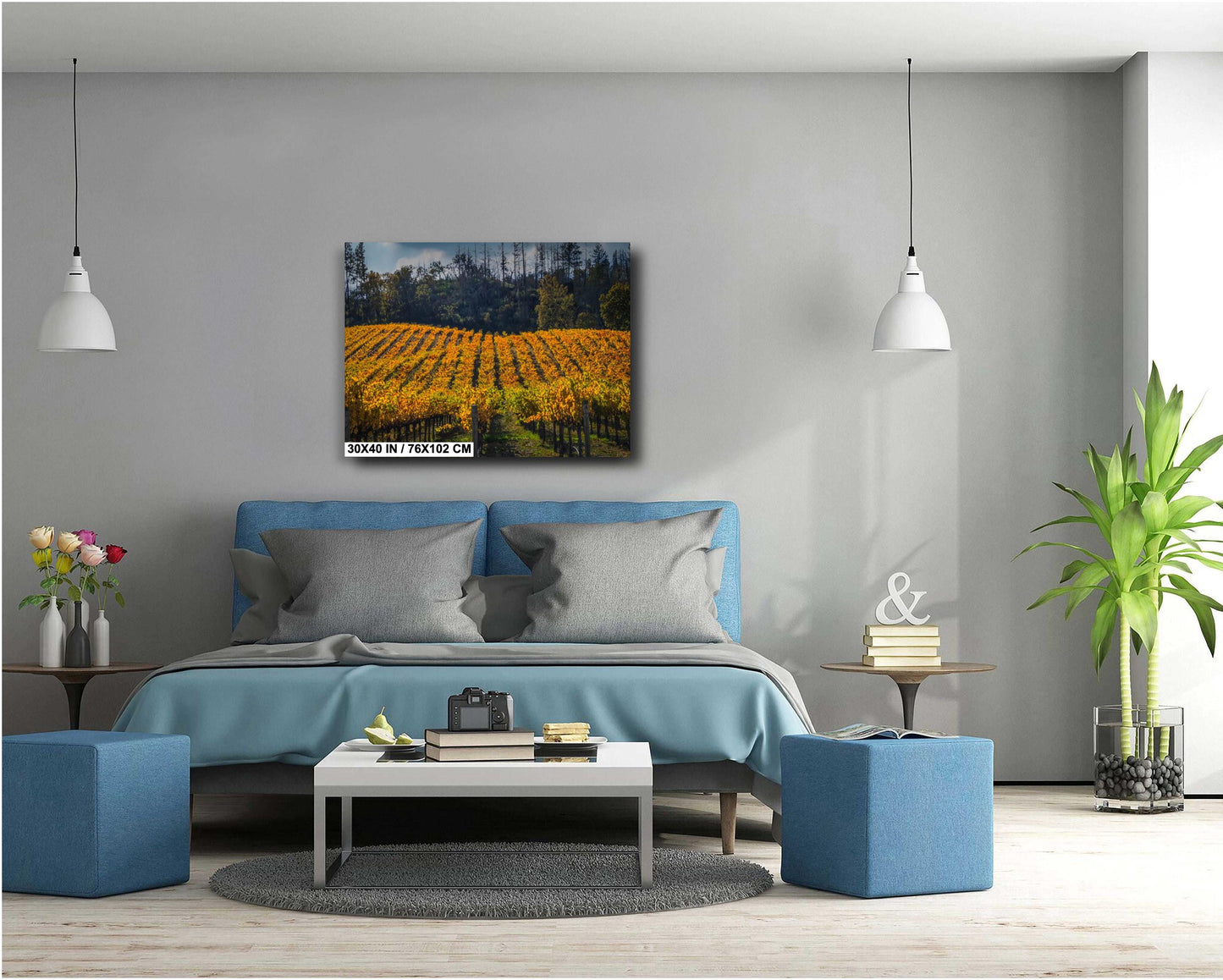 Winery Print, California Napa Valley Vineyard Rolling Hills Autumn Canvas Wall Art, Fine Art Photography | home office bar restaurant