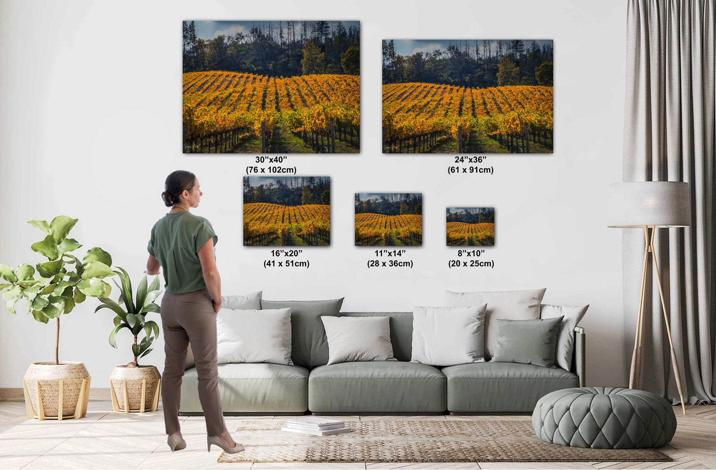 Winery Print, California Napa Valley Vineyard Rolling Hills Autumn Canvas Wall Art, Fine Art Photography | home office bar restaurant