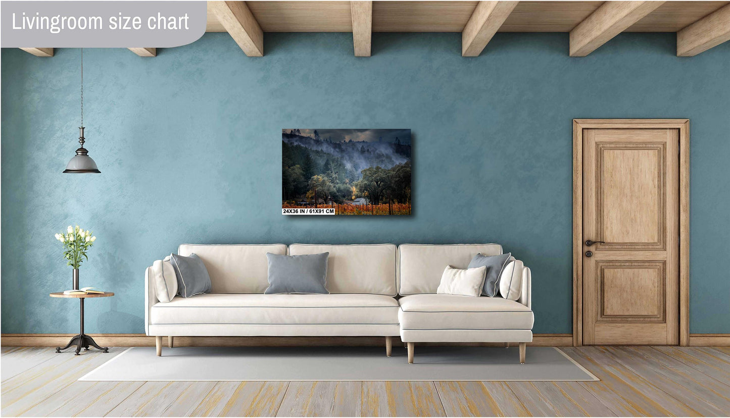 Winery Print, California Napa Valley Misty Vineyard Photo | Canvas Wall Art, Fine Art Photography | home decor, office decor
