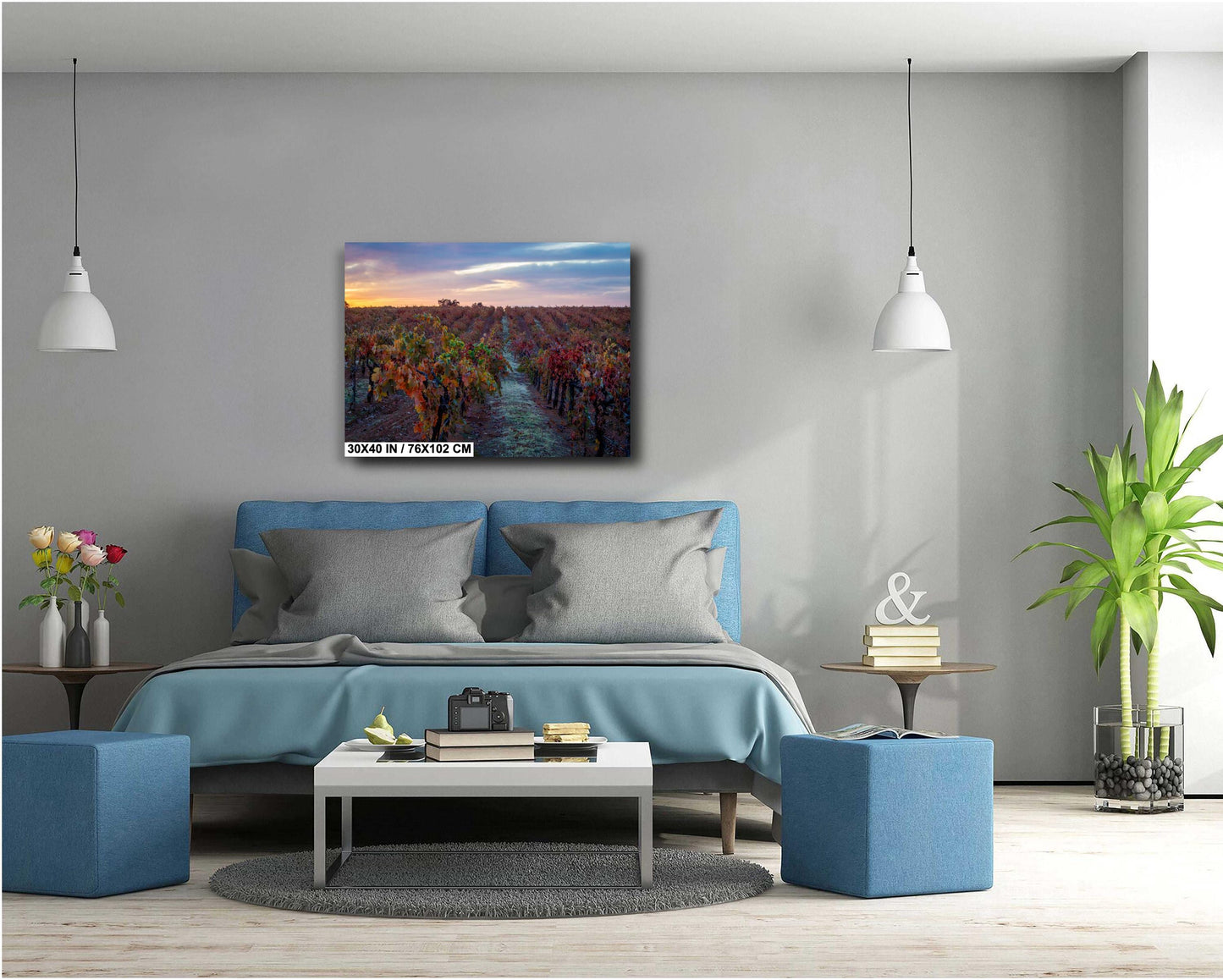 Winery Print, California Shenandoah Valley Vineyard with Sunset's Glow | Canvas Wall Art, Fine Art Photography | home office bar restaurant