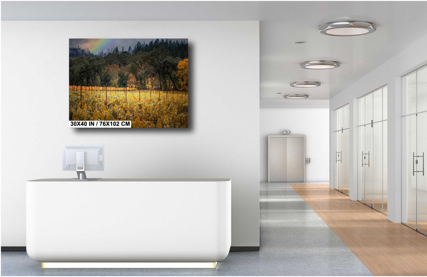 Winery Print, California Napa Valley Vineyard with Rainbow| Canvas Wall Art, Fine Art Photography | home office bar restaurant