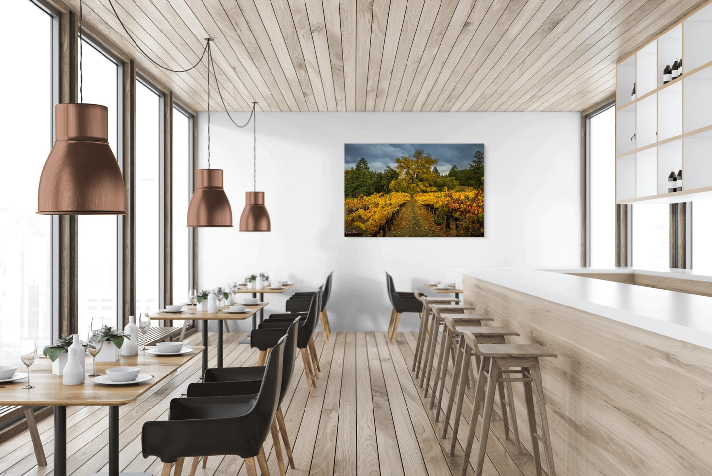 Winery Print, California Napa Valley Vineyard Autumn Canvas Wall Art, Fine Art Photography | home office bar restaurant